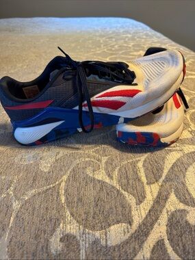 Mens Reebok Nano X2 Athletic Sneakers in White, Navy & Red - Size 11.5